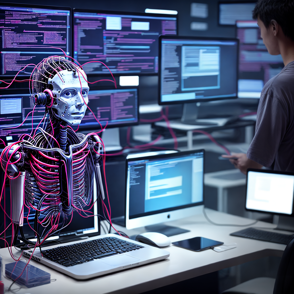 AI developer on computers