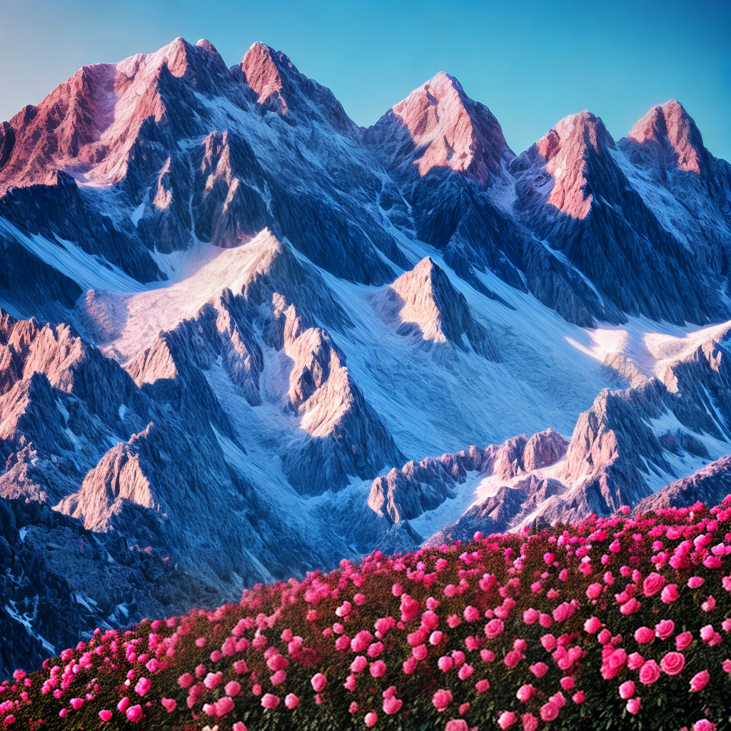 beautiful roses on mountains