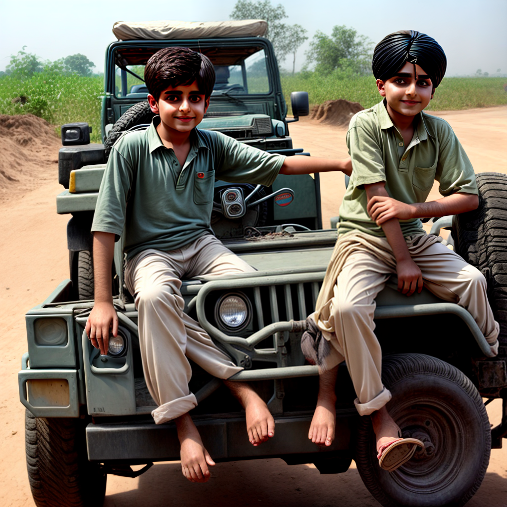 Punjabi boy riding jeep