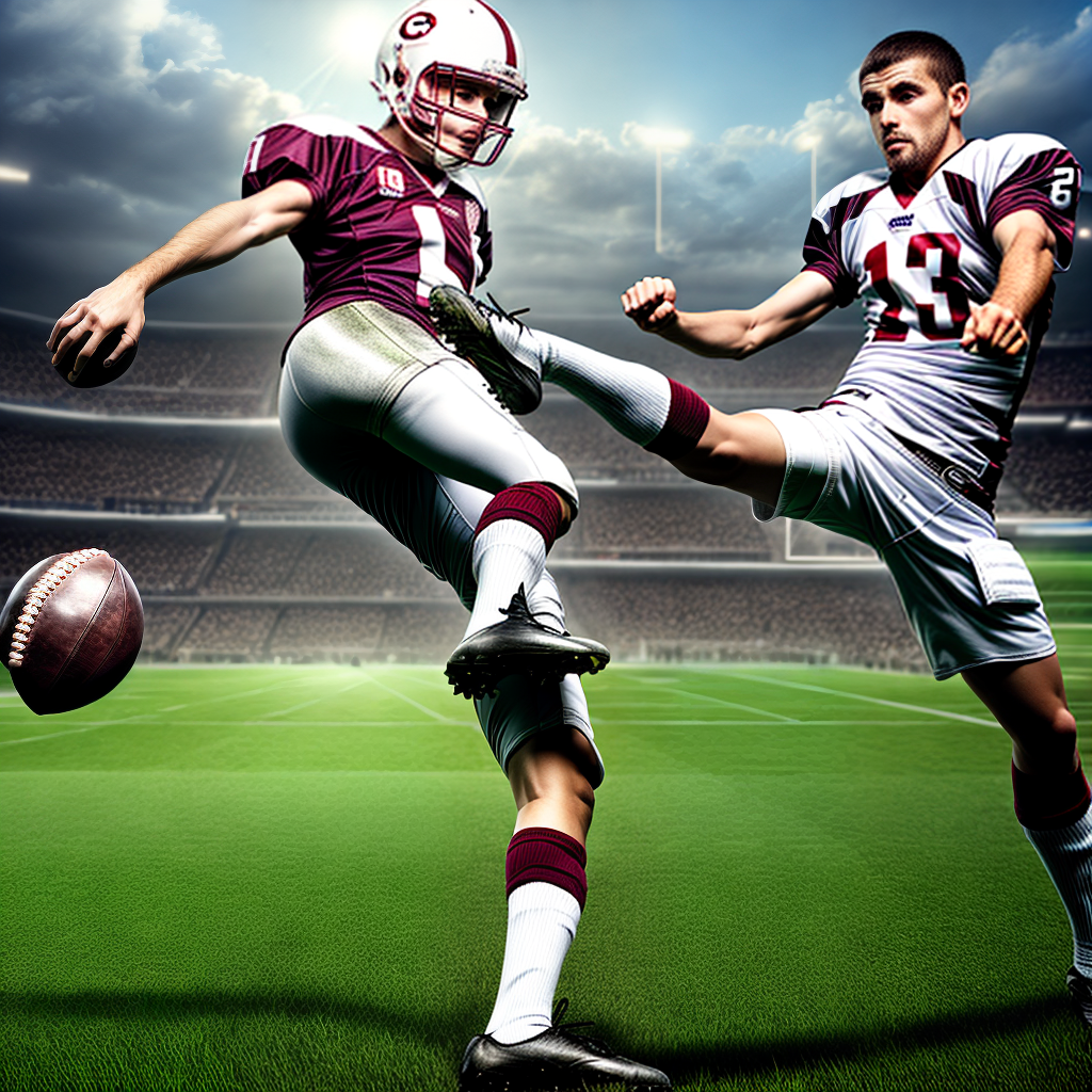 player kicking football