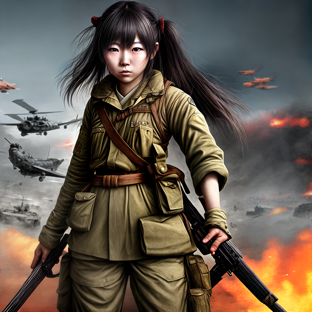 Japanese girl in war game
