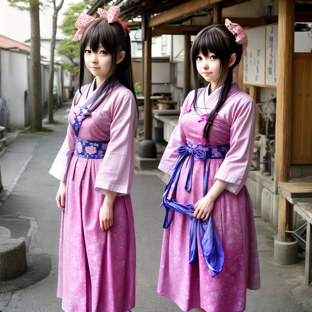 cure Japanies girl wearing local dress