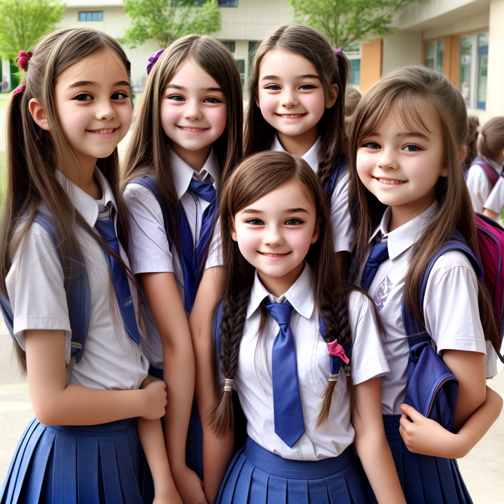 cute young school students
