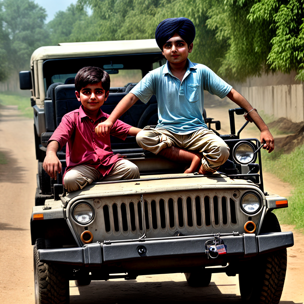 Punjabi boy riding jeep
