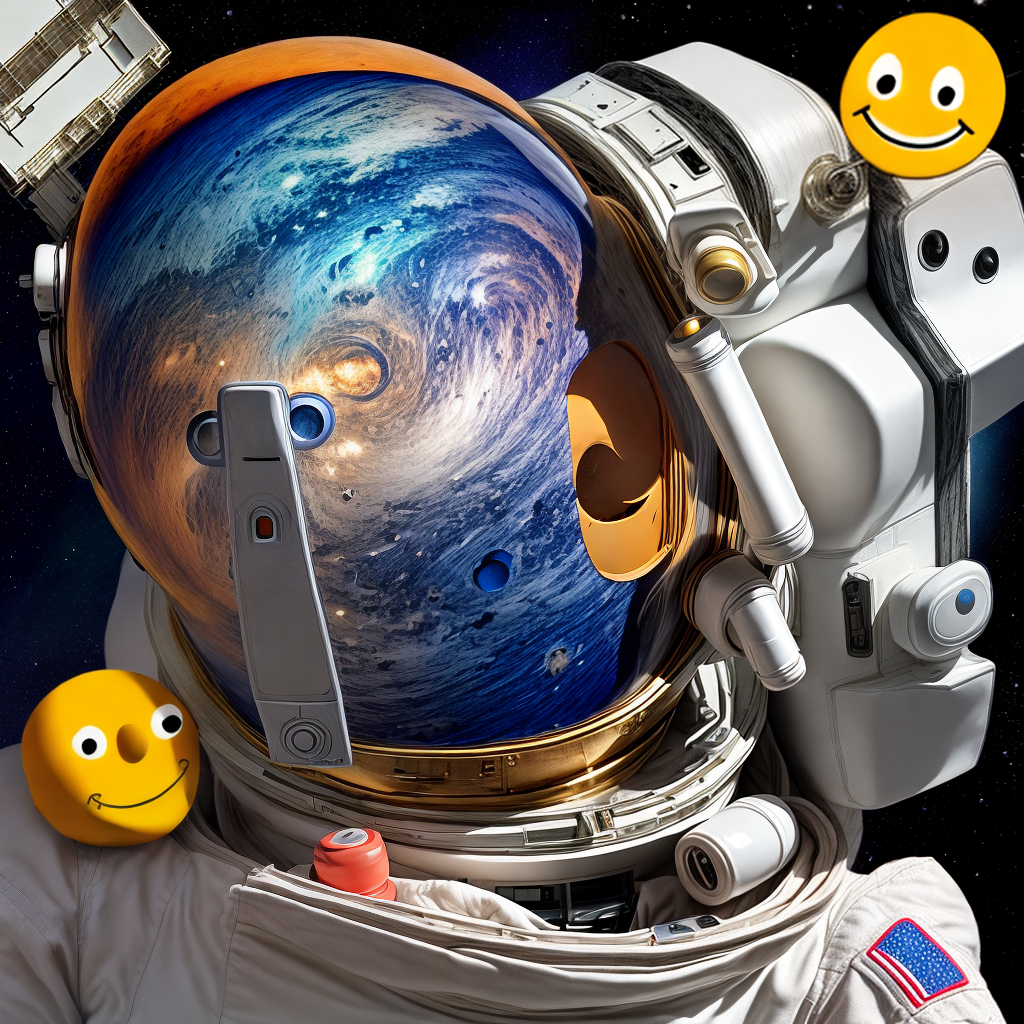 smile emoji on astronut suite