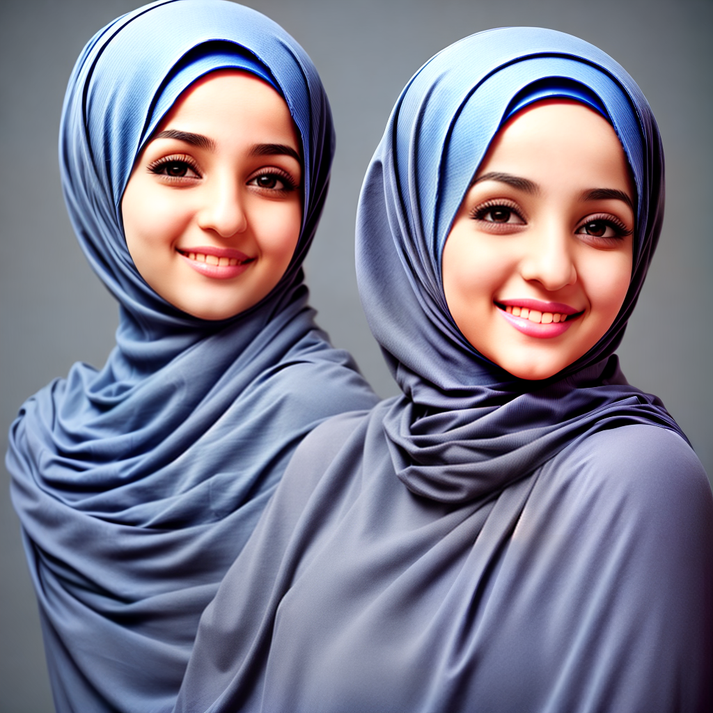 Arabic girl profile picture, wearing hijab and happy impressions
