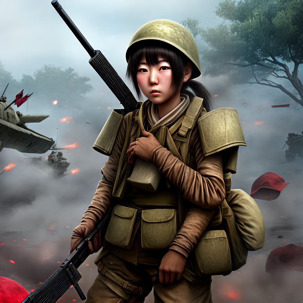 Japanese girl in war game