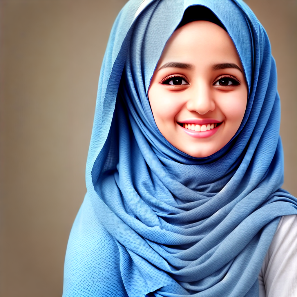 Arabic girl profile picture, wearing hijab and happy impressions