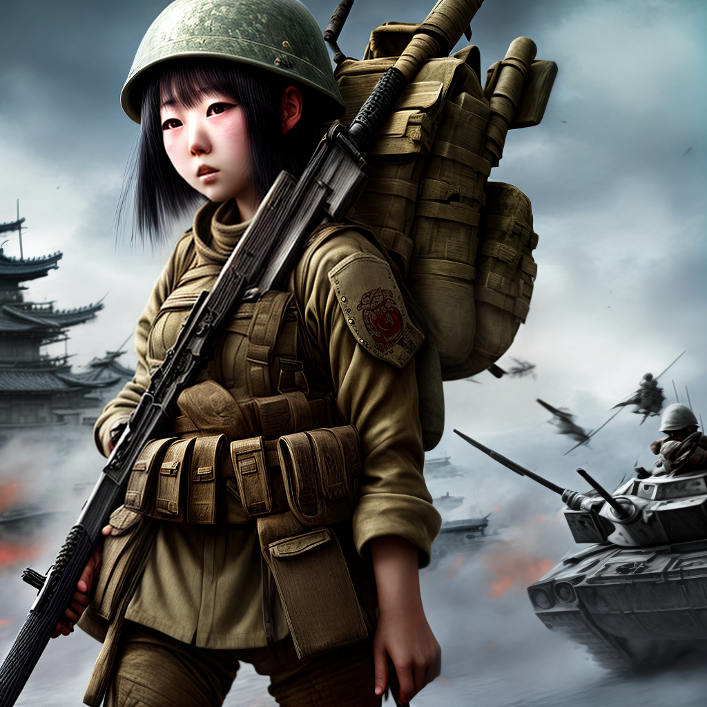 Japanese girl in war game