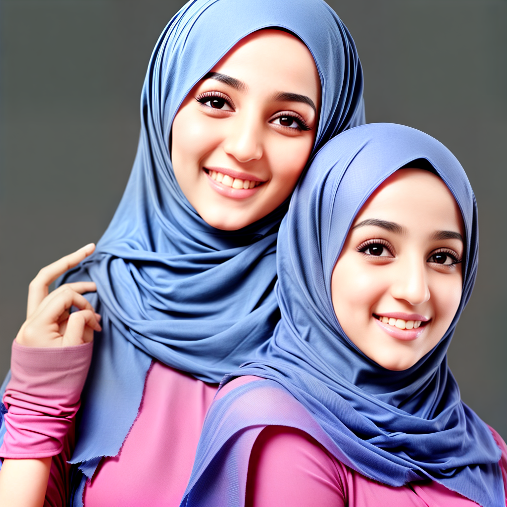 Arabic girl profile picture, wearing hijab and happy impressions
