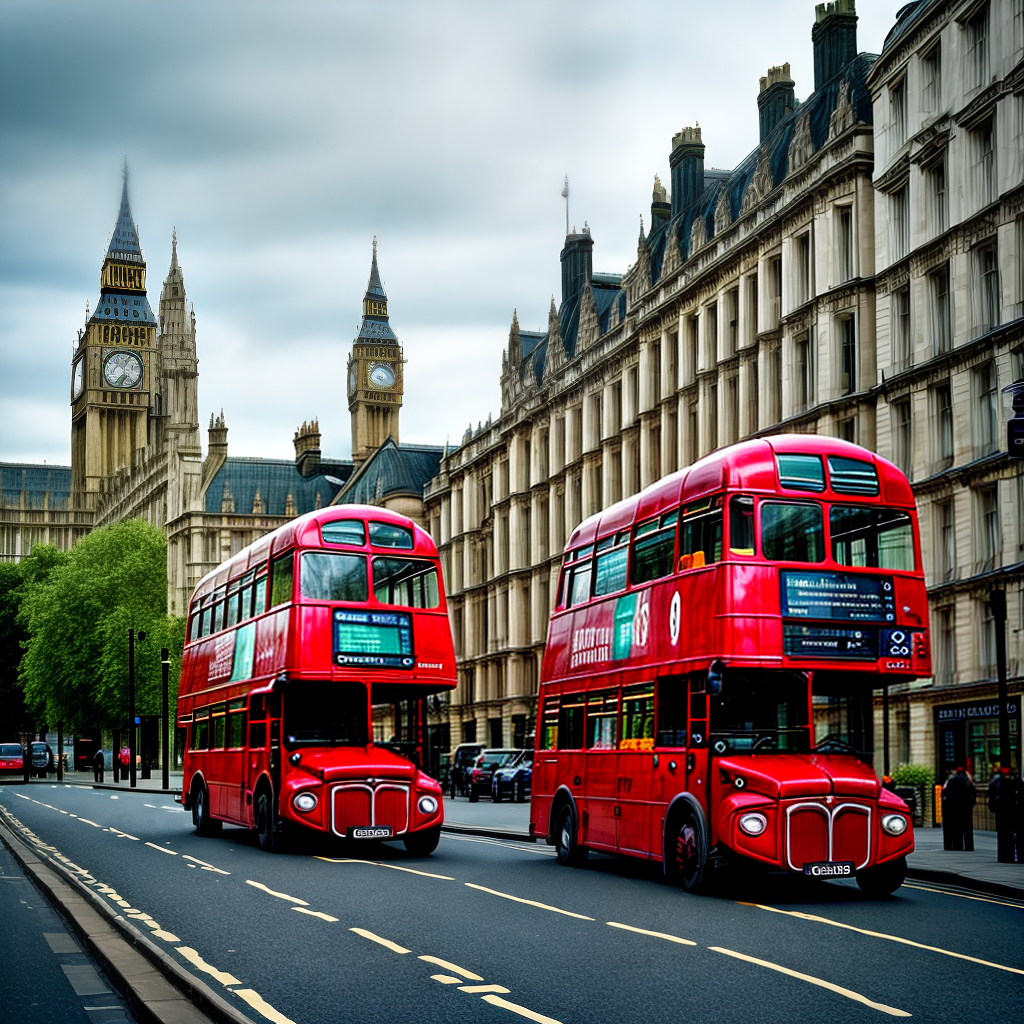 beautiful london bus on the road