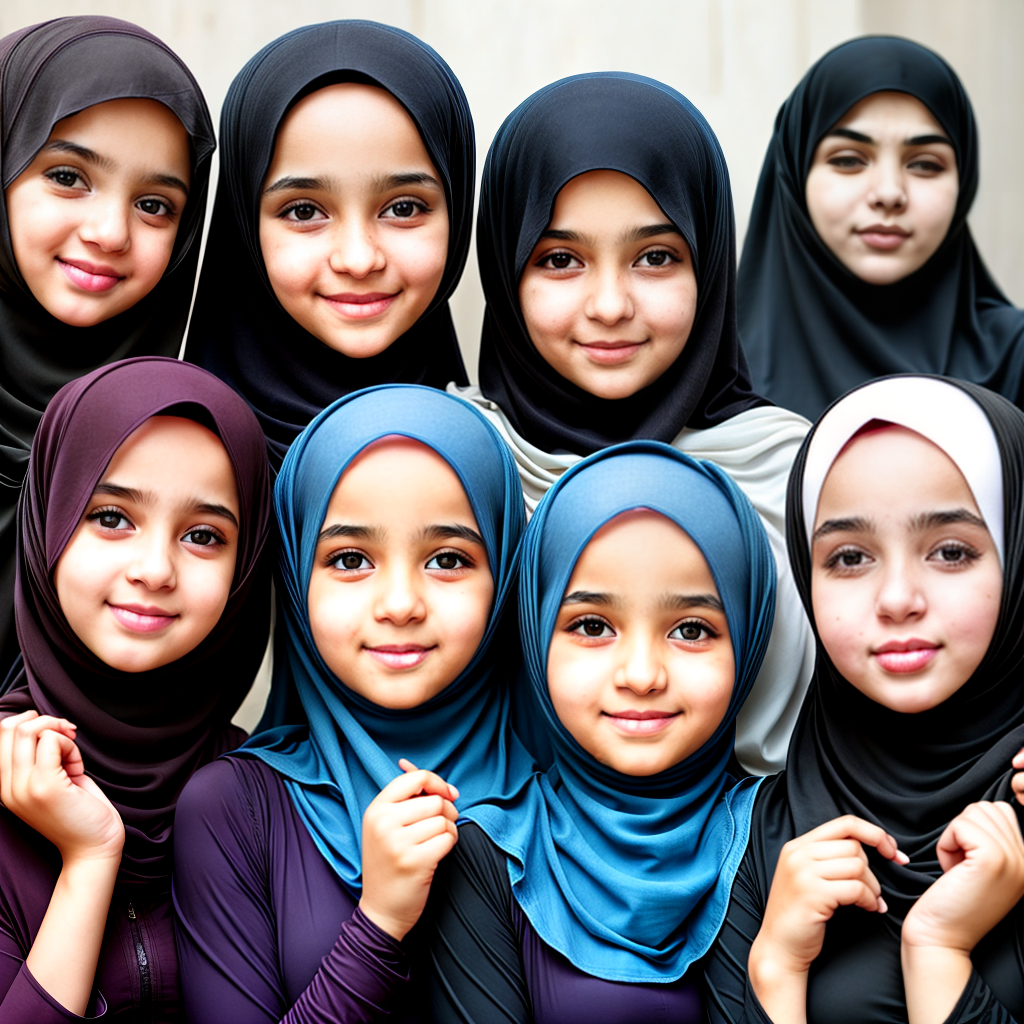 Muslim girls wearing hijab