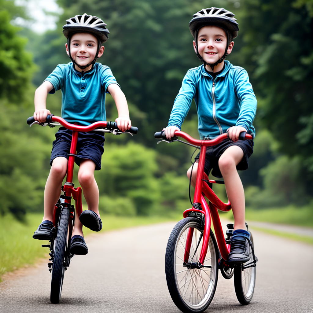 young boy riding bicycle