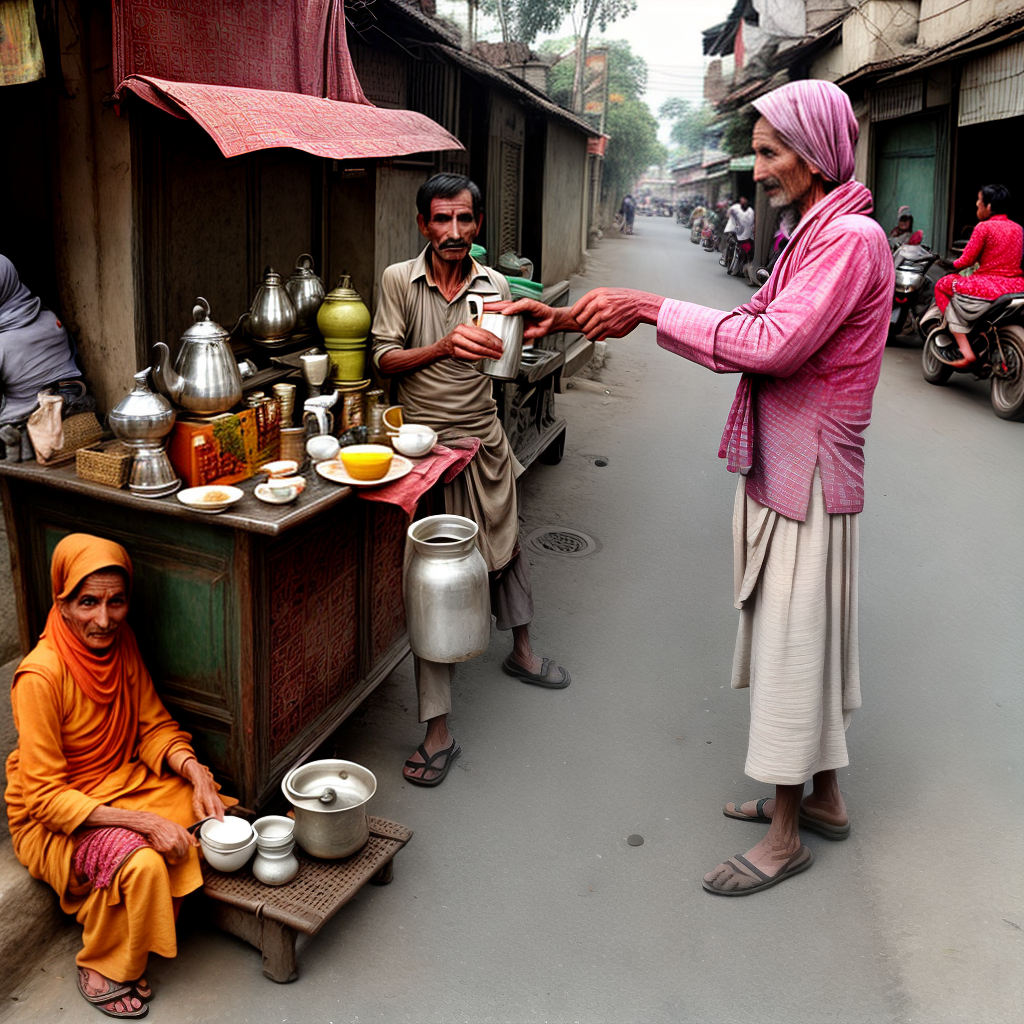 tea seller selling tea on road