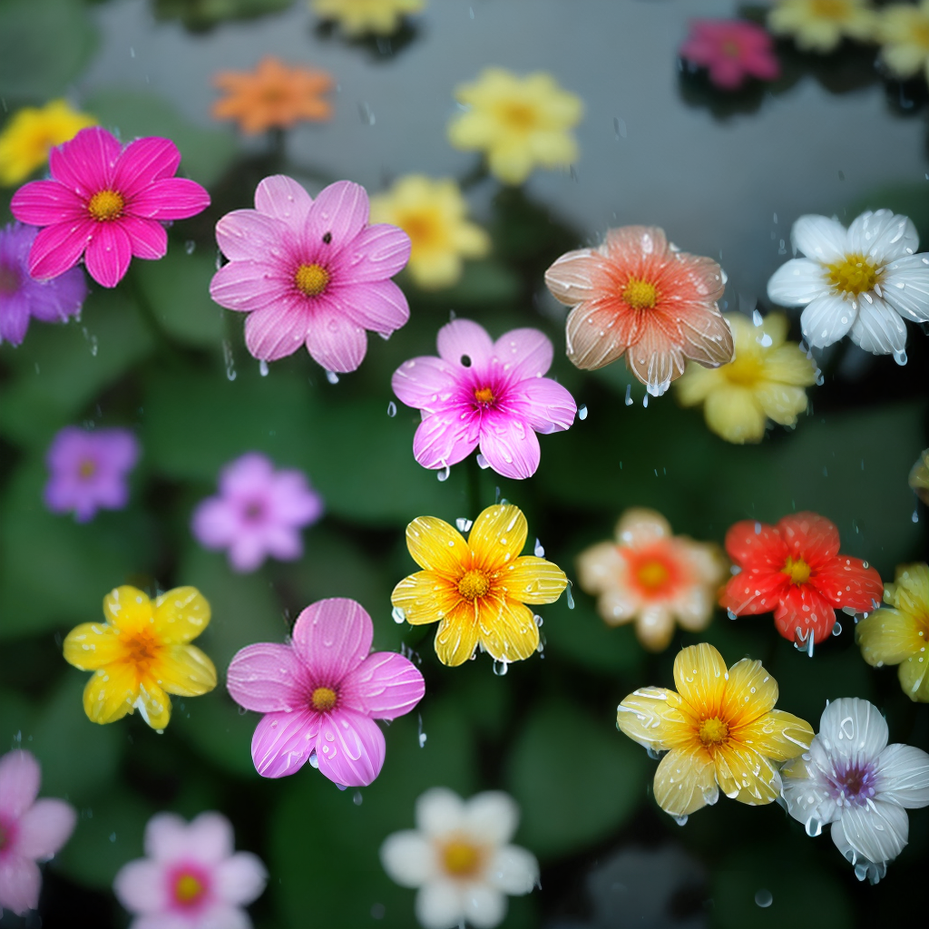 flowers in rain