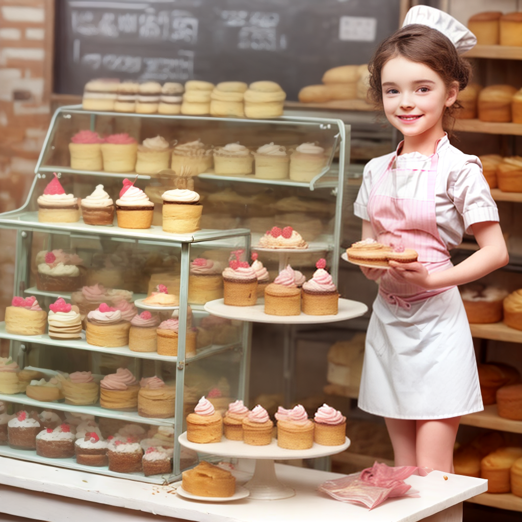 cute young bakery dealer selling cake