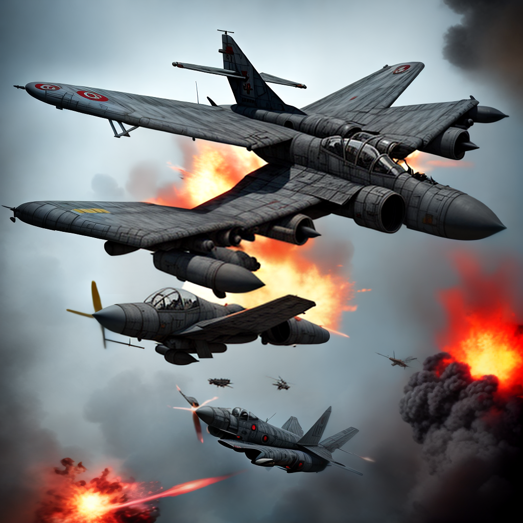 make background for war scene game, add some game characters in it as well, a flying fighter plane and some fire
