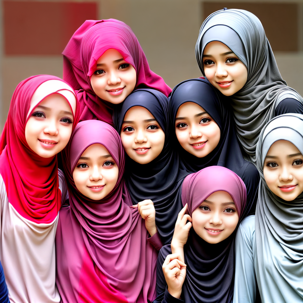 happy Indonesia hijab girls