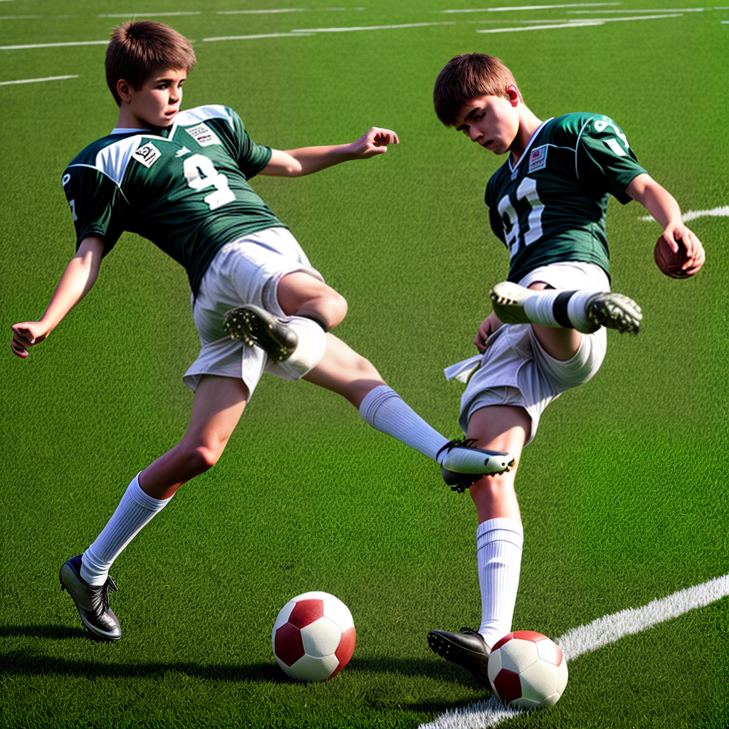 player kicking football