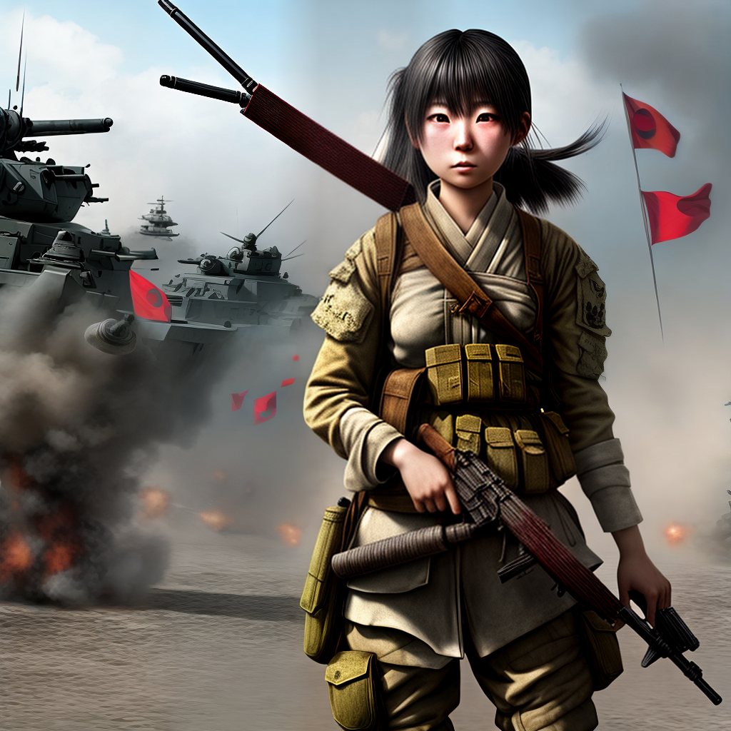 Japanese girl in war game