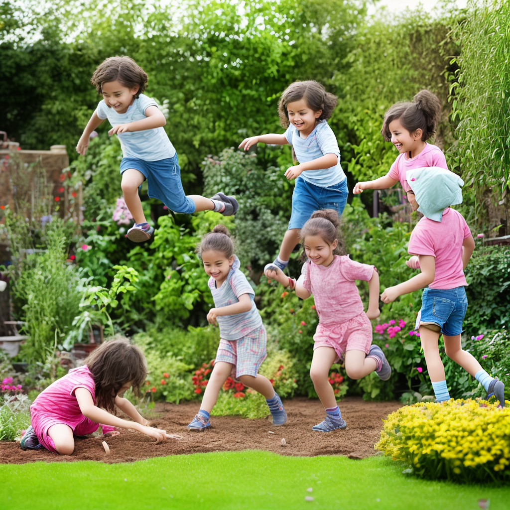kids playing in garden