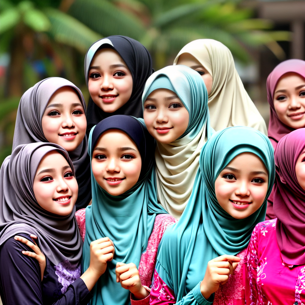 happy Indonesia hijab girls