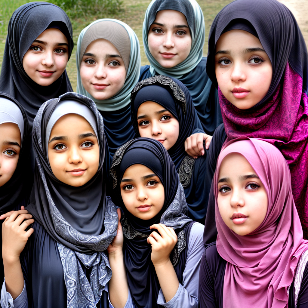 Muslim girls wearing hijab
