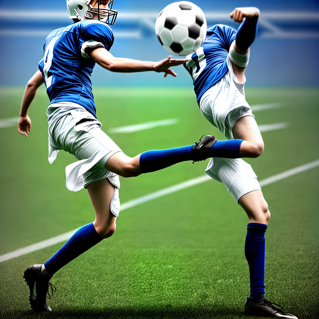 player kicking football