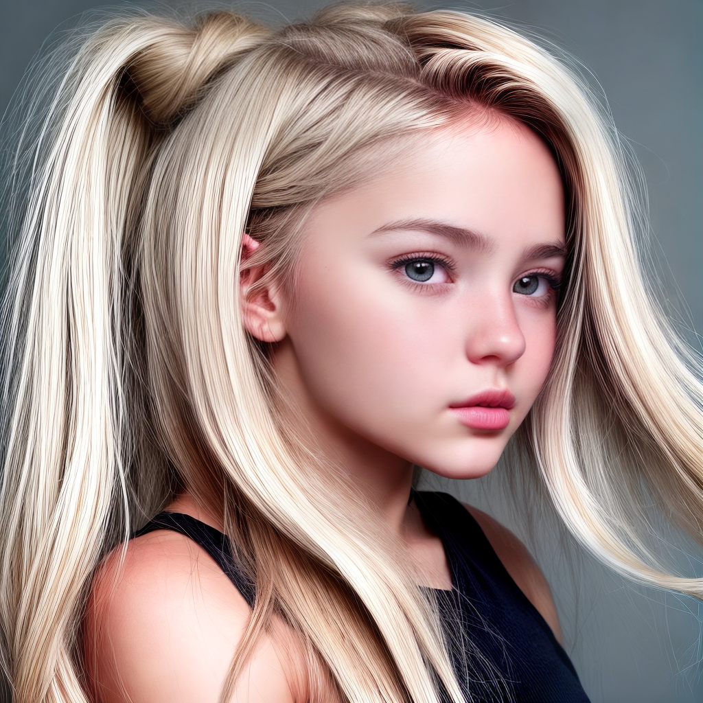 create profile picture for girl, having blonde hairs, sharp nose and long hairs