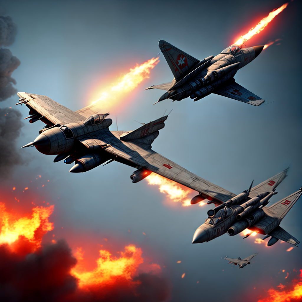 make background for war scene game, add some game characters in it as well, a flying fighter plane and some fire