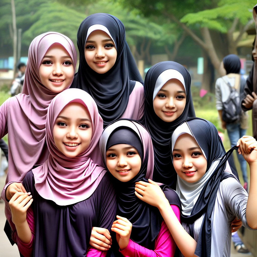 happy Indonesia hijab girls
