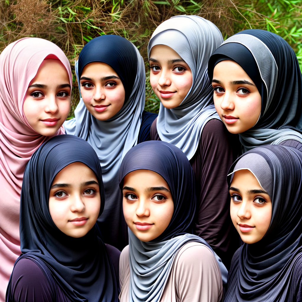 Muslim girls wearing hijab
