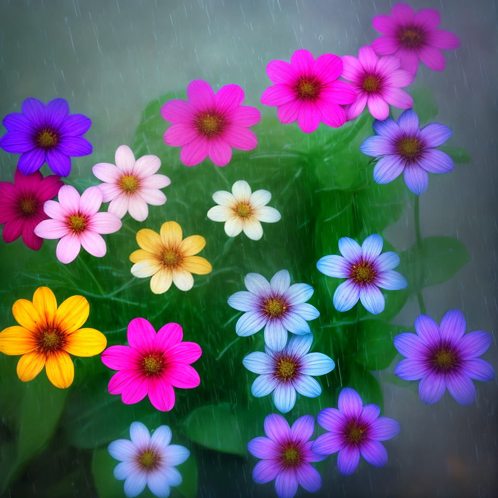 flowers in rain