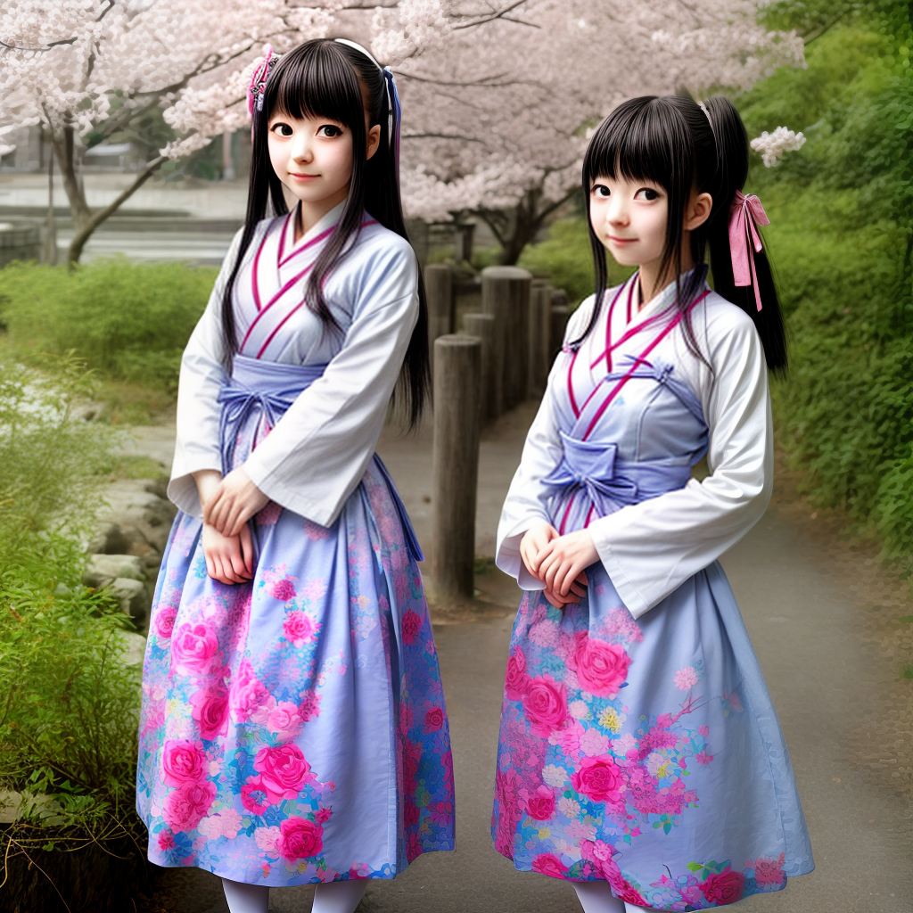 cure Japanies girl wearing local dress