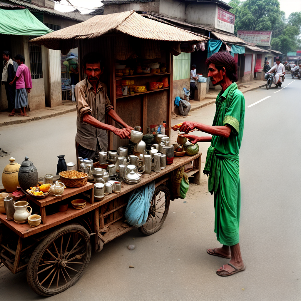 tea seller selling tea on road