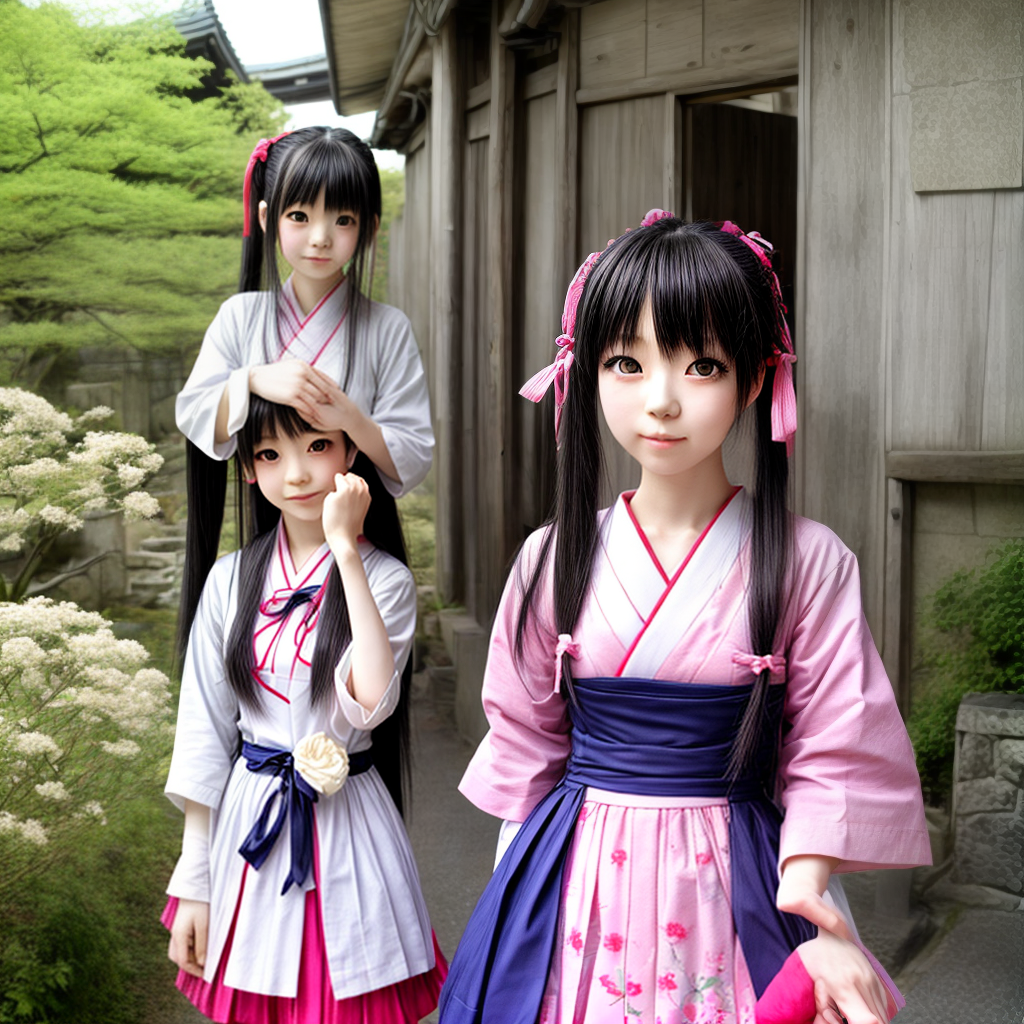 cure Japanies girl wearing local dress