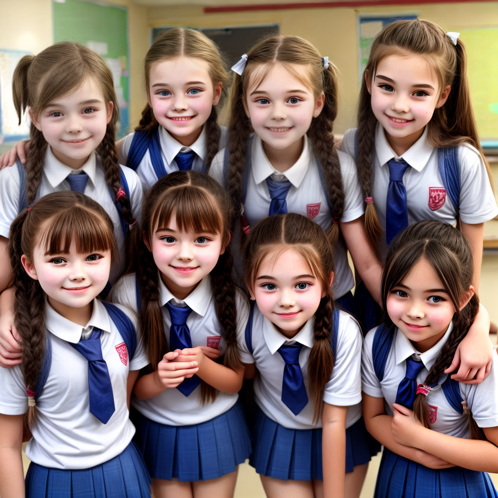 cute young school students