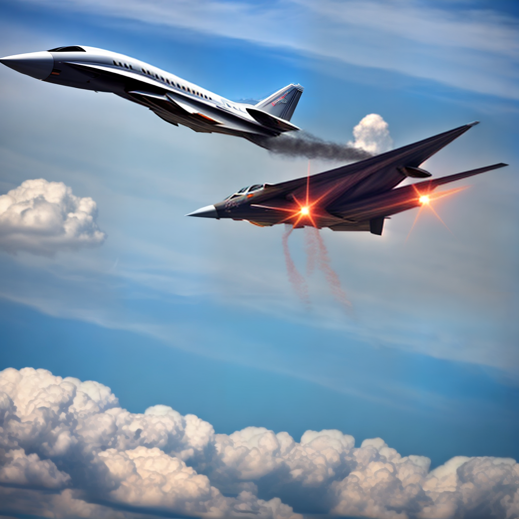 hypersonic jet flying in clouds