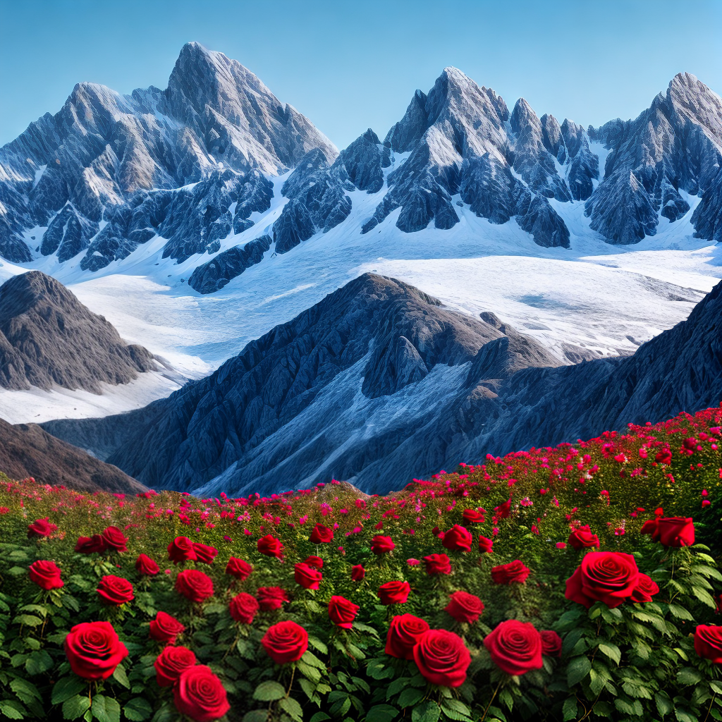 beautiful roses on mountains