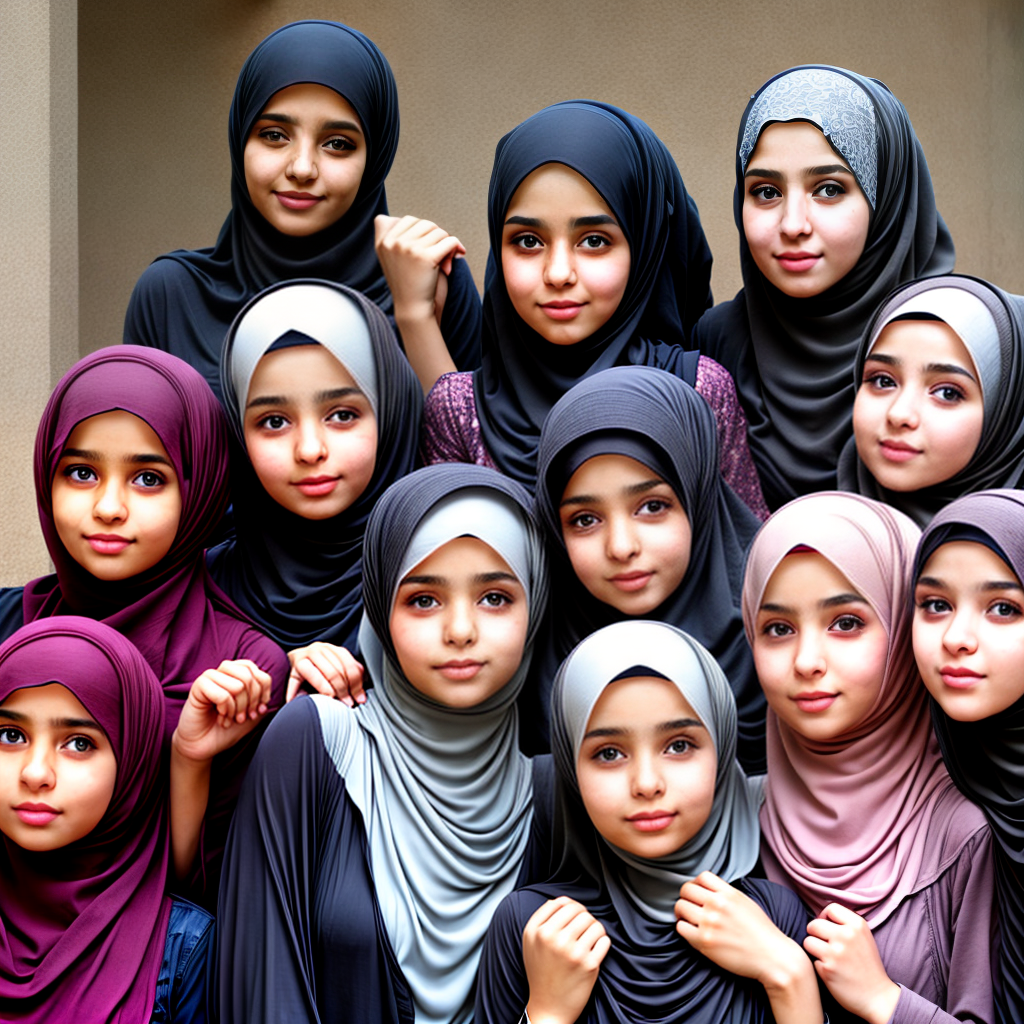 Muslim girls wearing hijab