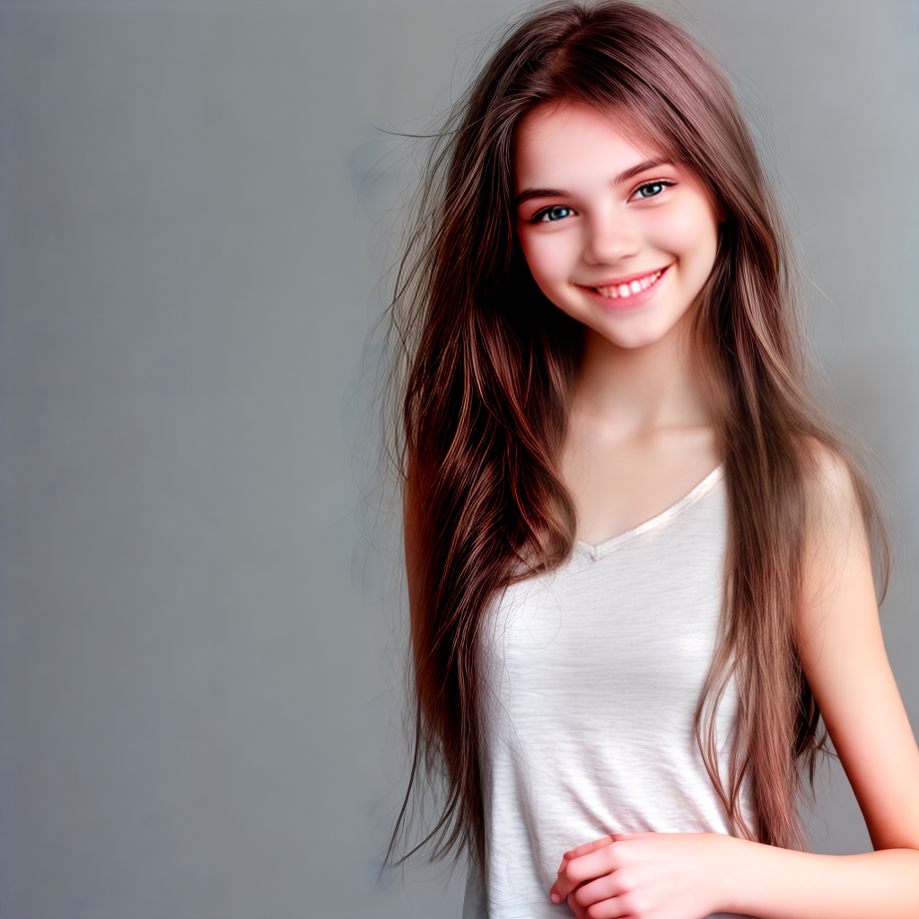 beautiful young model girl smile after seeing camera