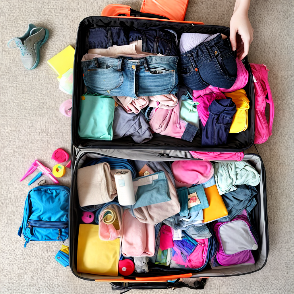 a young women packing her stuff in a bag